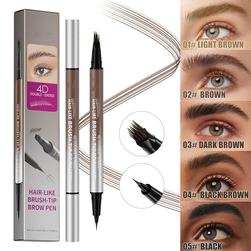 💕50% OFF NOW! 2-in-1 4D Hair-Like Liquid Brow Pen, Waterproof Double-Ended Eyebrow Pen for Natural Microblading Eyebrows