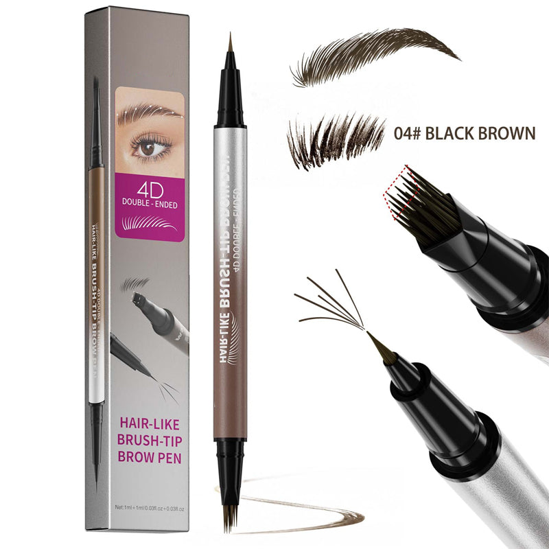 💕50% OFF NOW! 2-in-1 4D Hair-Like Liquid Brow Pen, Waterproof Double-Ended Eyebrow Pen for Natural Microblading Eyebrows