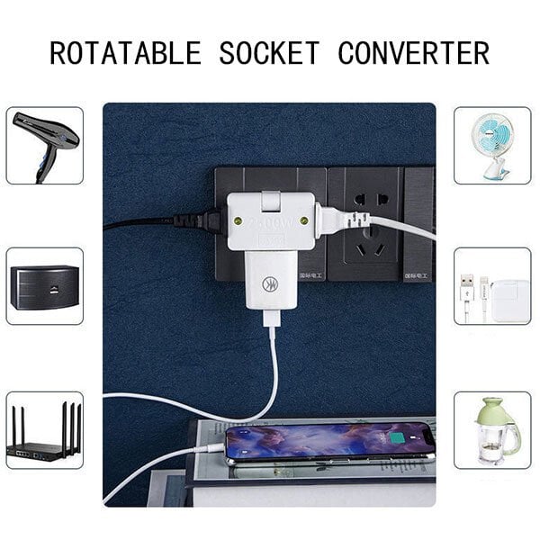 HOT SALE?Rotatable Socket Converter One In Three 180 Degree Extension Plug