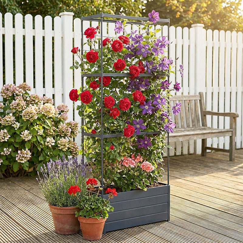 📢📢50% OFF !! ⏰Rectangular Planter Box with Integrated Trellis