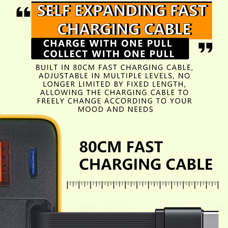 🎉 2026 Sale — Over 32000 Sold! 💰65W Fast Charging Phone Charger Block with Retractable 80cm Type-C Cable portable