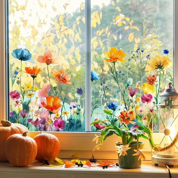 ✨LAST DAY SALE 49% OFF!💐Colorful Floral Bouquet Window Sticker🖼️