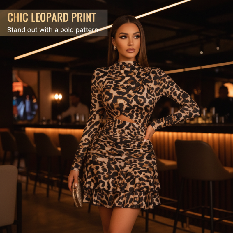 🥳2026 HOT SALE🥳💞50K+ SOLD!👵💃 50% OFF! Leopard Print Ruched Mini Dress – Soft stretch, tummy-flattering ruching. Chic print, playful length. Perfect for dinners or parties. 🐆✨