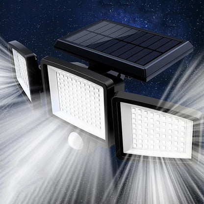 1PC/2PC waterproof patio lighting with remote control, solar outdoor light, 2500LM 208 LED safety light, 3-head motion sensor light, 270° wide-angle floodlight patio wall light, 3 modes, Christmas decoration clearance sale, suitable for outdoor lighting