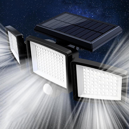 1PC/2PC waterproof patio lighting with remote control, solar outdoor light, 2500LM 208 LED safety light, 3-head motion sensor light, 270° wide-angle floodlight patio wall light, 3 modes, Christmas decoration clearance sale, suitable for outdoor lighting