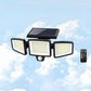 1PC/2PC waterproof patio lighting with remote control, solar outdoor light, 2500LM 208 LED safety light, 3-head motion sensor light, 270° wide-angle floodlight patio wall light, 3 modes, Christmas decoration clearance sale, suitable for outdoor lighting