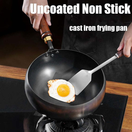 Uncoated Thick Iron Pot, Japanese Iron Pan,Uncoating Cast iron Pot, Hand-Forged Non-StickPans without Coating,High Purity Frying Pans forCooking, Wok, Cookware, Cast Iron Skillet
