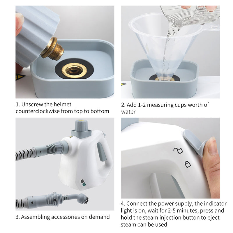 OveeDay Pressurized Handheld Multi-surface Natural Steam Cleaner with 12 Accessories - Multipurpose Steamer Ideal for Home Use
