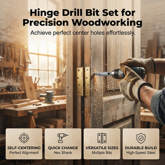 Self-Centering Hinge Drill Bit Set