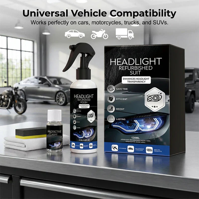 🚗 50% OFF NOW! 🔆Automotive Headlamp Restoration Fluid, oxidized and yellowed automotive headlamps, blurring enhanced crystalline coating refurbisher
