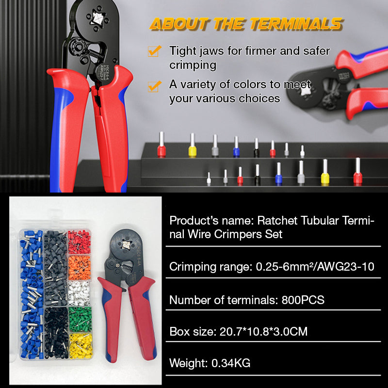 📢📢40% OFF !! ⏰Ratchet Tubular Terminal Wire Crimpers Set | Precision Indent Crimping Tool