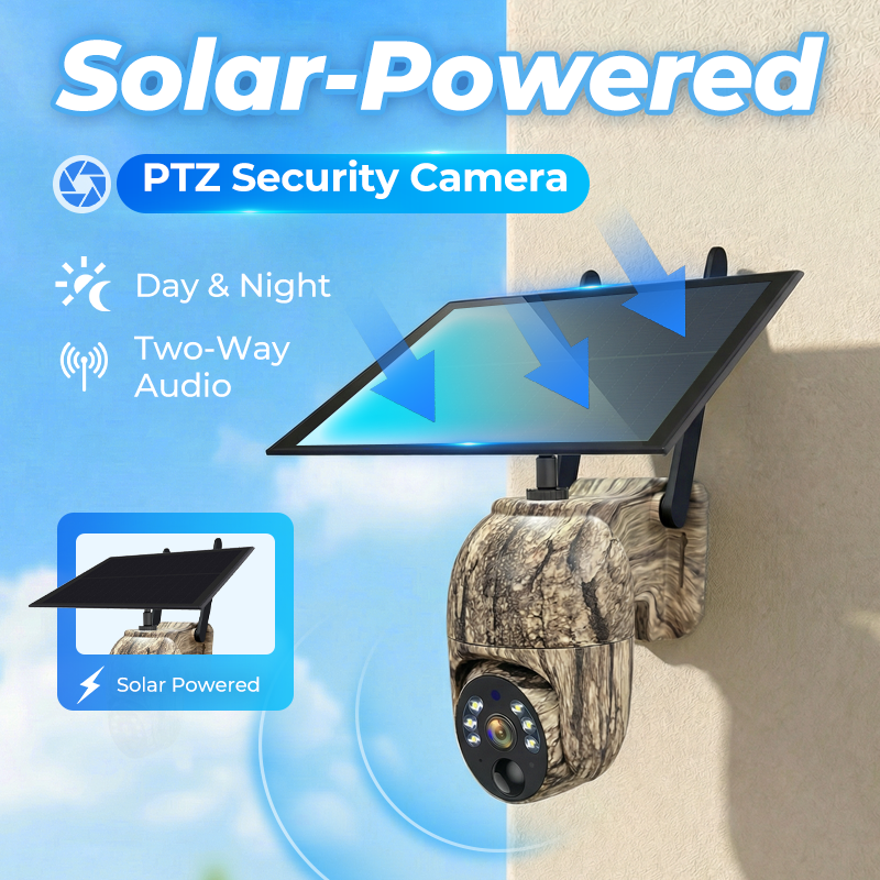 Solar-Powered PTZ Security Camera,Network Connection:WiFi,Pixel:2MP