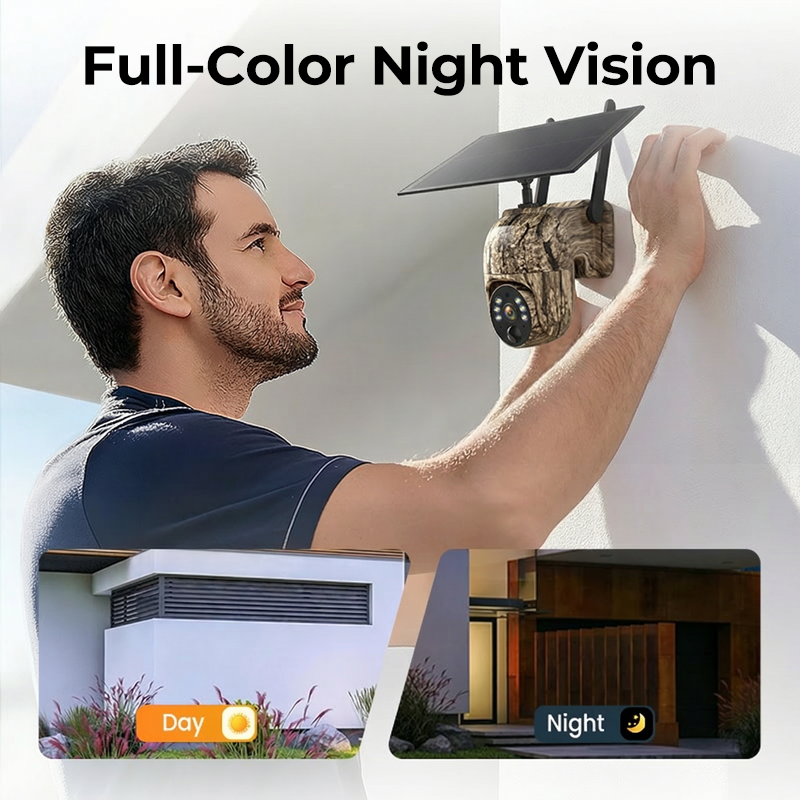 Solar-Powered PTZ Security Camera,Network Connection:WiFi,Pixel:2MP