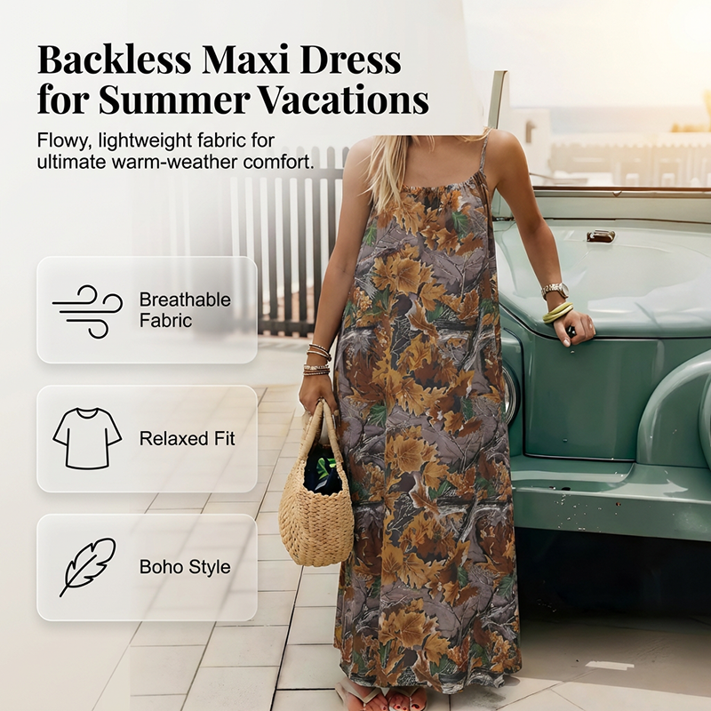 ⏳Time-Limited Special⏰Women's Summer Backless Spaghetti Strap Maxi Dress