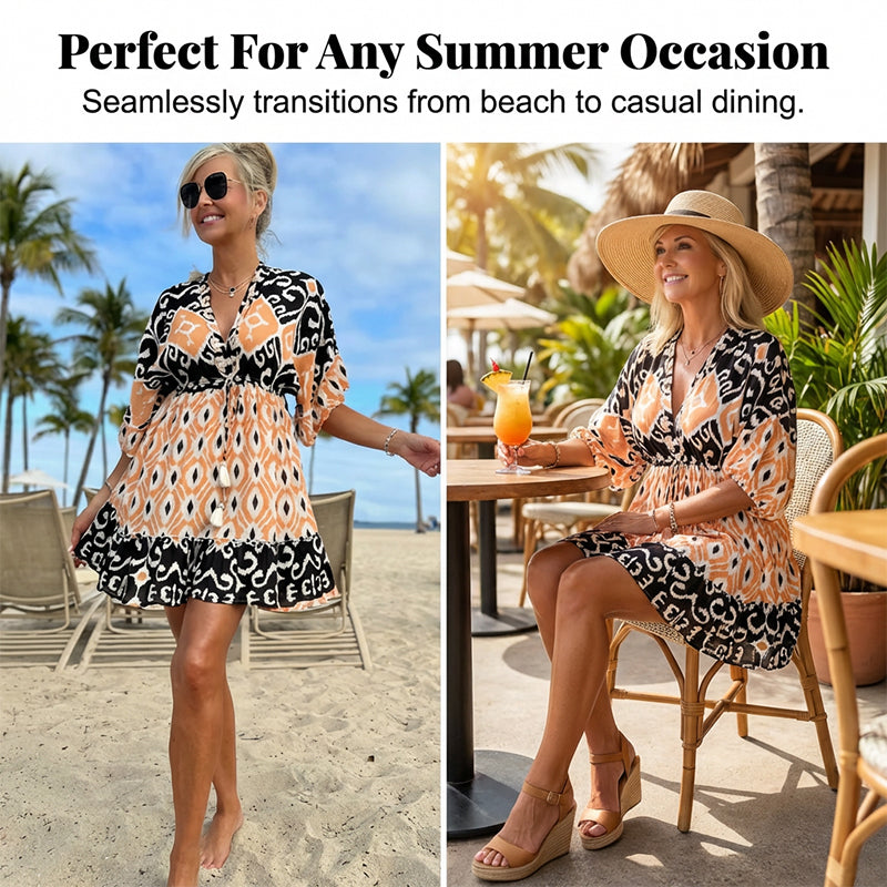🌸HOT SALE 49% OFF🌸Women's Casual Flowy Bohemian V-Neck Dress