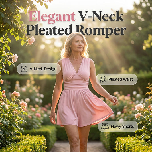 Women's Sleeveless V-Neck Ruched Waist Romper