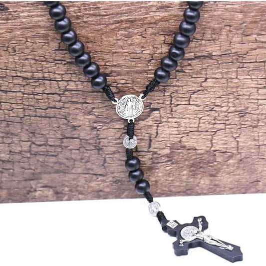 Rosary of Saint Benedict made of black wood