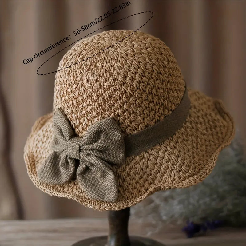 👒⏰ 50% OFF LIMITED TIME! Elegant Woven Straw Hat with Bow – Wide Brim, Adjustable & Foldable for Summer & Travel ✨