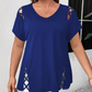 Women’s Solid Color Lattice Detail Tunic Top