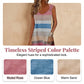 Summer Fashion Elegant Striped Ethnic Print Sleeveless V Neck Loose Fit Plus Size Women's Dress, Casual Wear, Casual Style Natural Waist