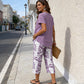 👗50% OFF! 🔥Women's 2-Piece Set – Layered Asymmetrical Tunic Top & Printed Wide Leg Pants, Breathable Polyester ✨