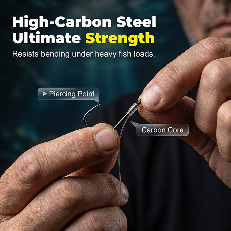 Pre-Rigged Carbon Steel Fishing Hooks Set
