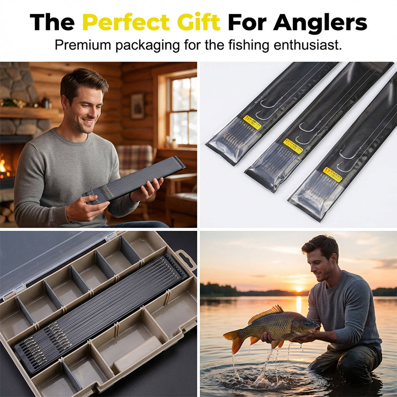 Pre-Rigged Carbon Steel Fishing Hooks Set