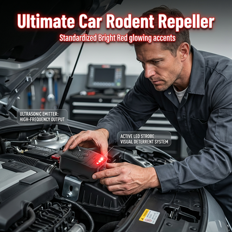 Ultrasonic Car Rodent Repeller with LED Strobe Lights