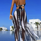 👙 LIMITED-TIME 50% OFF! ✨ Striped Two-Piece Swimsuit – Bow Neck, Ring Detail, High Stretch 🌊