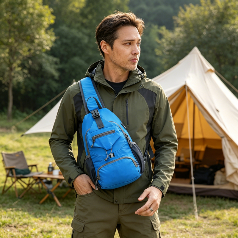 🎒40% OFF! ✨ Men's Outdoor Sling Crossbody Bag – Multi-Pocket, Water-Resistant, Breathable Back 🌦️