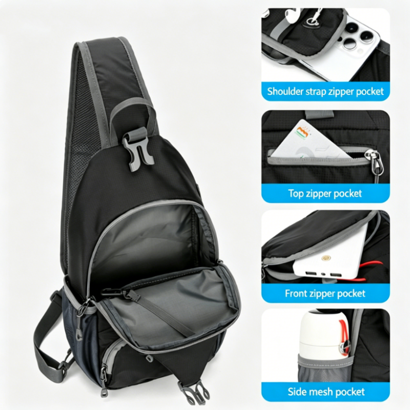 🎒40% OFF! ✨ Men's Outdoor Sling Crossbody Bag – Multi-Pocket, Water-Resistant, Breathable Back 🌦️