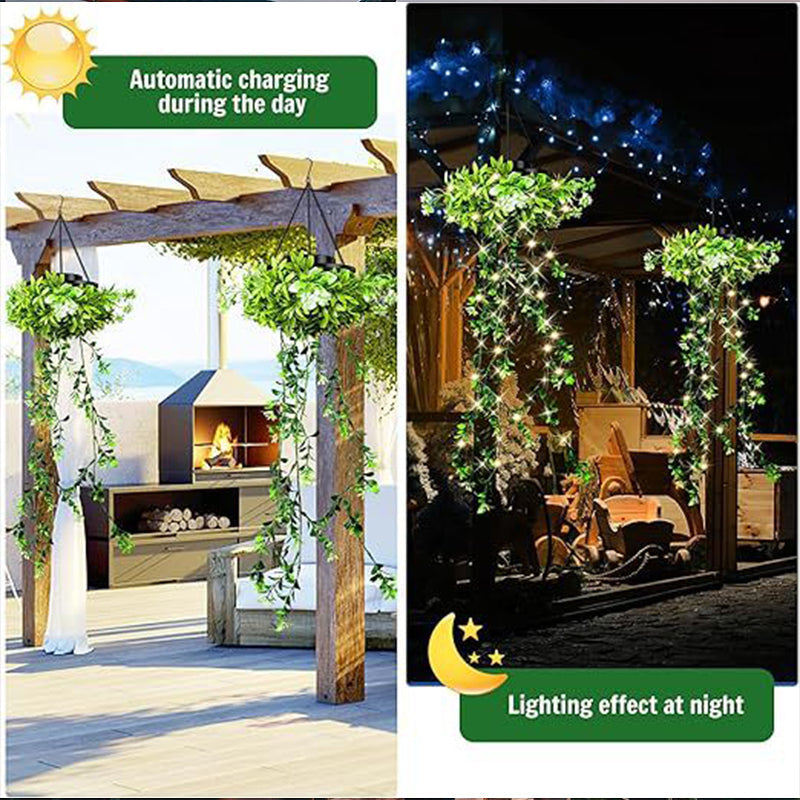 🌿50% OFF!🪴Solar Hanging Grass Light – Realistic Foliage, Warm White, IP65 ✨