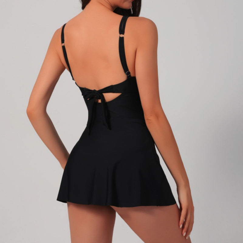 🏖️LAST DAY SALE 49% OFF🔥Your Go-To Tummy Control Swim Dress 🌞 | Flattering One-Piece with Tie Waist & Skirt 🩱🌊