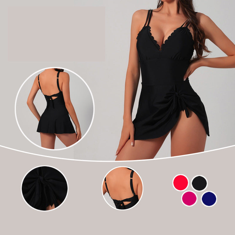 🏖️LAST DAY SALE 49% OFF🔥Your Go-To Tummy Control Swim Dress 🌞 | Flattering One-Piece with Tie Waist & Skirt 🩱🌊