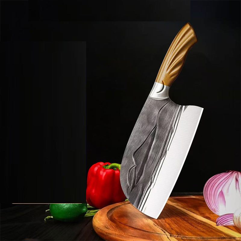 Hand-Forged Kitchen Knife with V-Shaped Edge