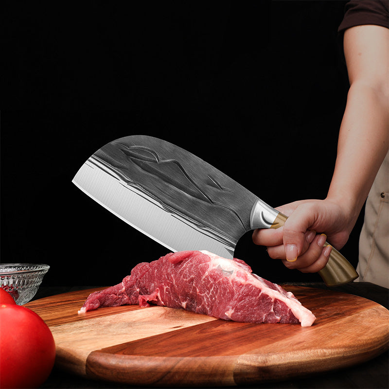 Hand-Forged Kitchen Knife with V-Shaped Edge