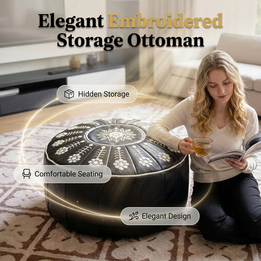 🥳2026 HOT SALE🥳💞50K+ SOLD!🏡🔊 50% OFF! High-end luxury-quality leather Versatile Round Storage Seat