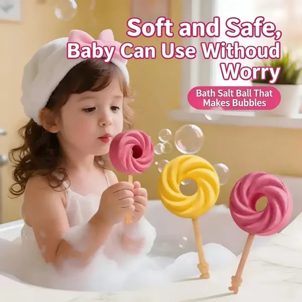 ⏳Limited-time 50% off⏰Reusable Cute Lollipop Bath Bomb,Colorful Bubble Bath Ball for Fun Bath Time🍭