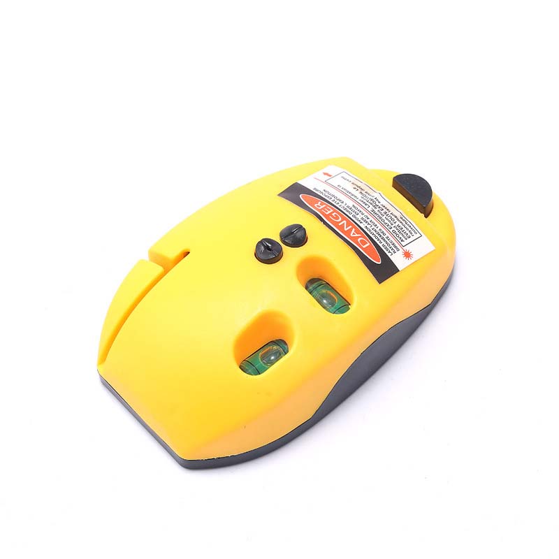 Yellow infrared laser level with bubble vials close-up