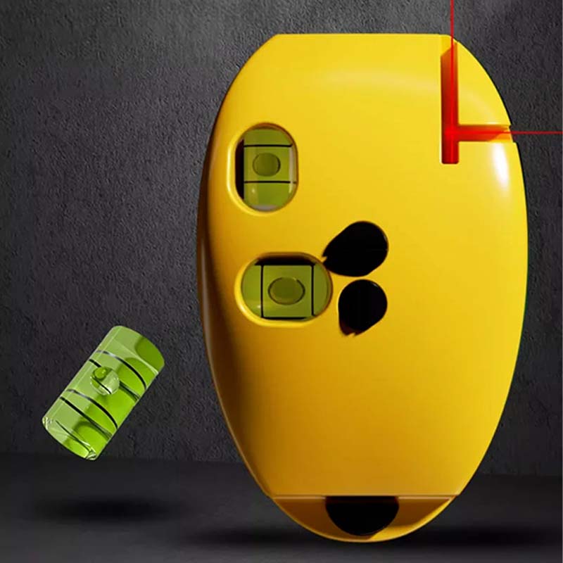 Right angle laser level creates red 90 degree reference line