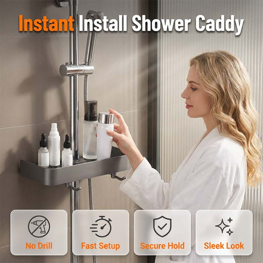 Drill-Free Shower Caddy Shelf for Slide Bar