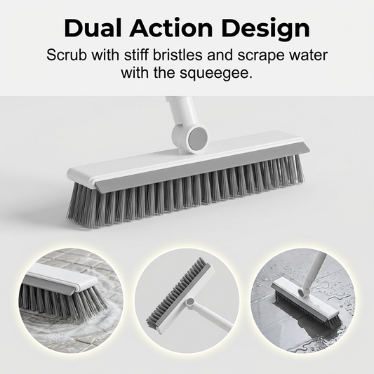 🧹 2-in-1 Grout & Corner Scrubber Brush with Squeegee🫧