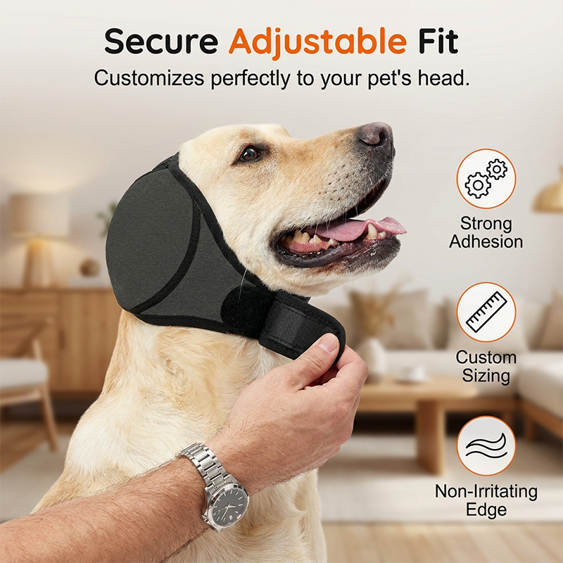 Secure adjustable fit dog calming hoodie details