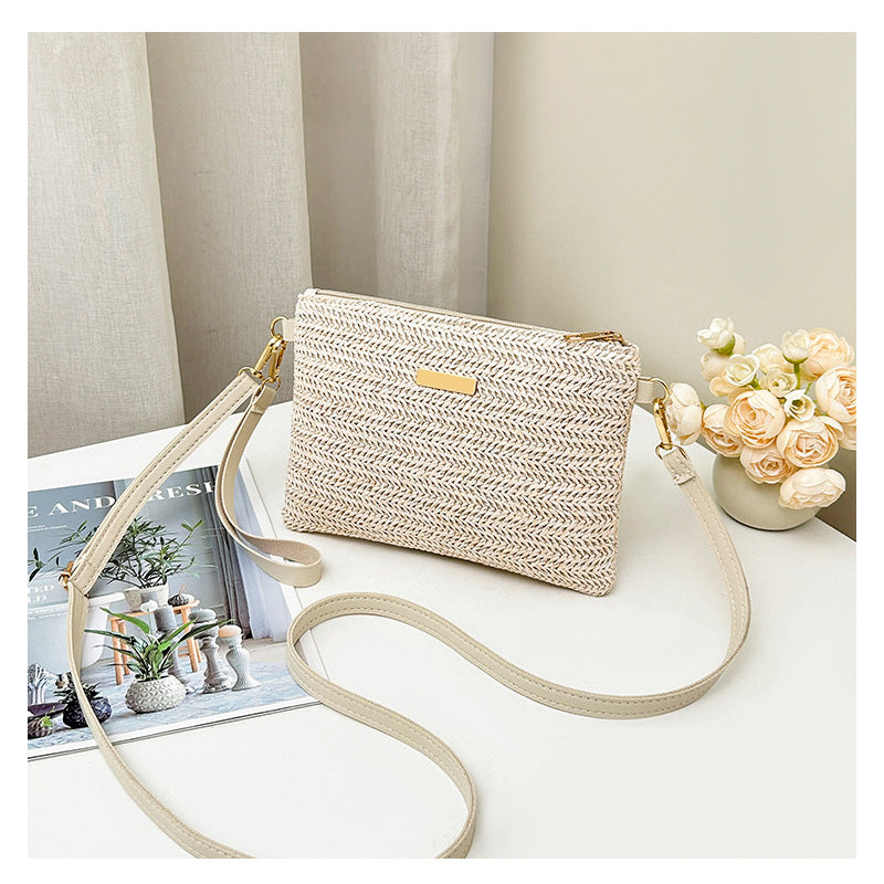 👜 LIMITED-TIME 50% OFF! 💥 Women's Woven Straw Shoulder Clutch Bag – Lightweight, Versatile, Metallic Accents ✨