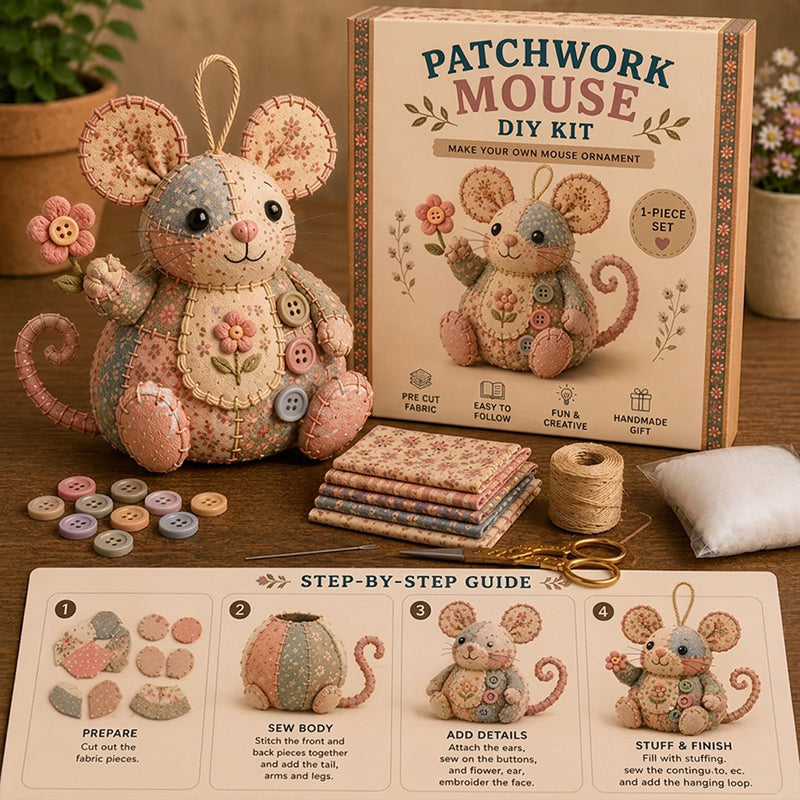 ⏳LIMITED TIME SALE 50% OFF🐭🧵Handcrafted Vintage Mouse Plush Sewing Kit