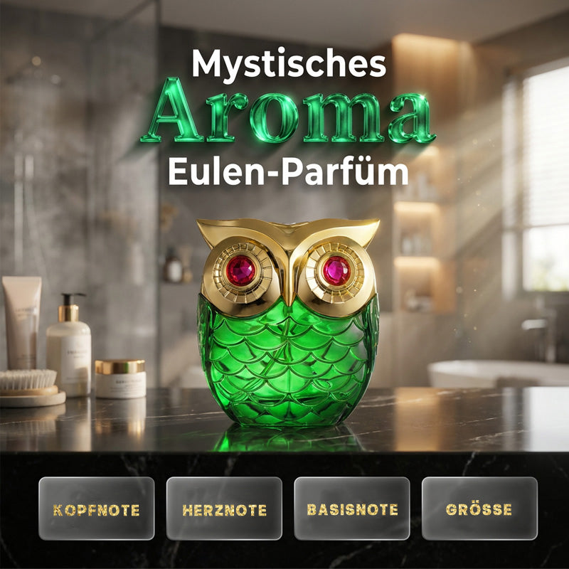 Mystical owl shaped eau de parfum green bottle