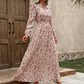 LIMITED-TIME 50% OFF! ✨Women's Elegant Floral Maxi Dress | Tie-Front V-Neck Smocked Waist Ruffled Sleeve Holiday Dress