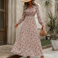 LIMITED-TIME 50% OFF! ✨Women's Elegant Floral Maxi Dress | Tie-Front V-Neck Smocked Waist Ruffled Sleeve Holiday Dress