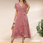 Women’s Summer Elegant V Neck Tie Waist Flowy Floral Dress
