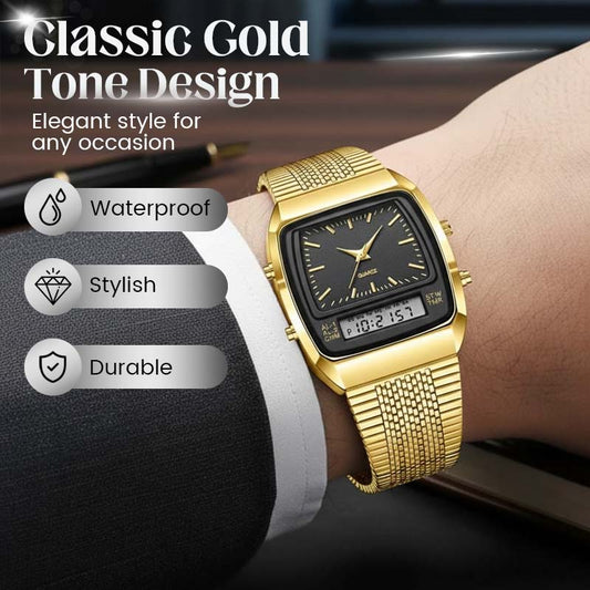 ⏱️ Vintage-Style Square Watch with Multifunction Display — Classic Retro Design, Modern Features